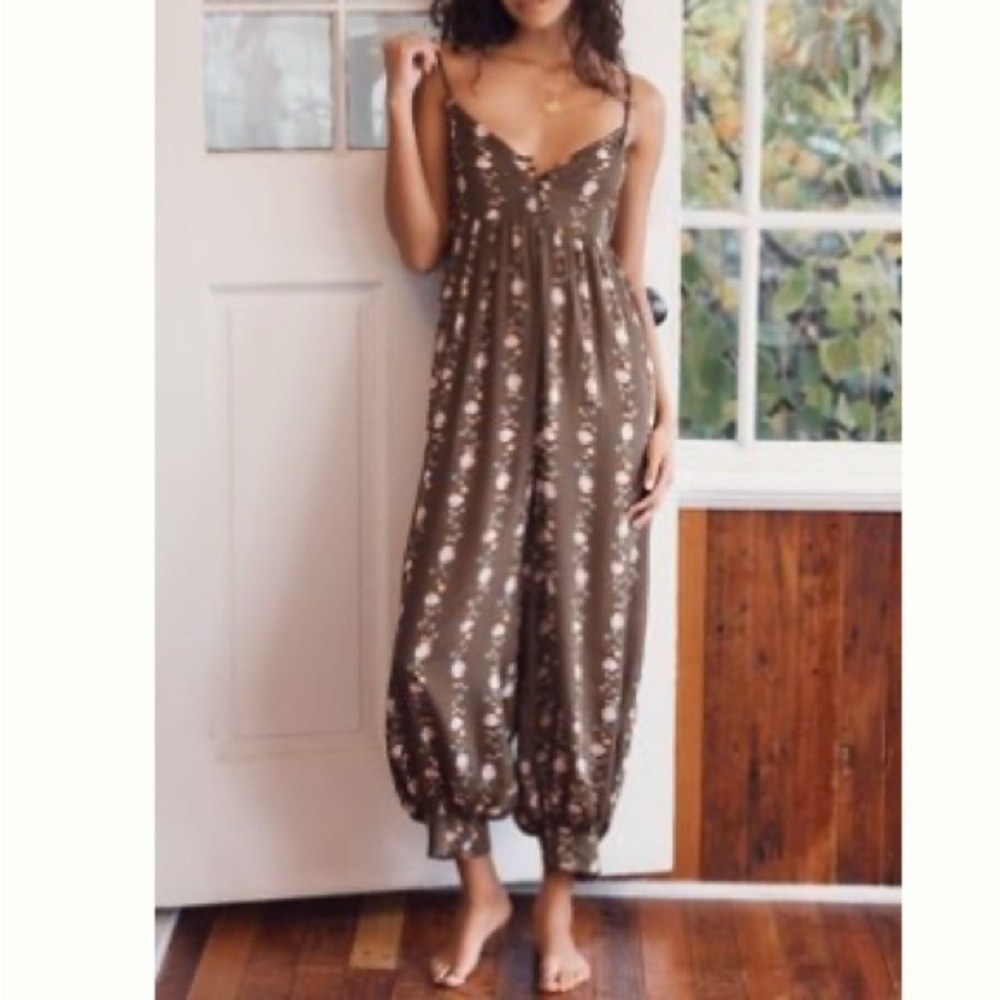 Anthro Printed Lounge Jumpsuit